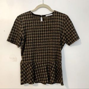 Zara Checkered Peplum Top